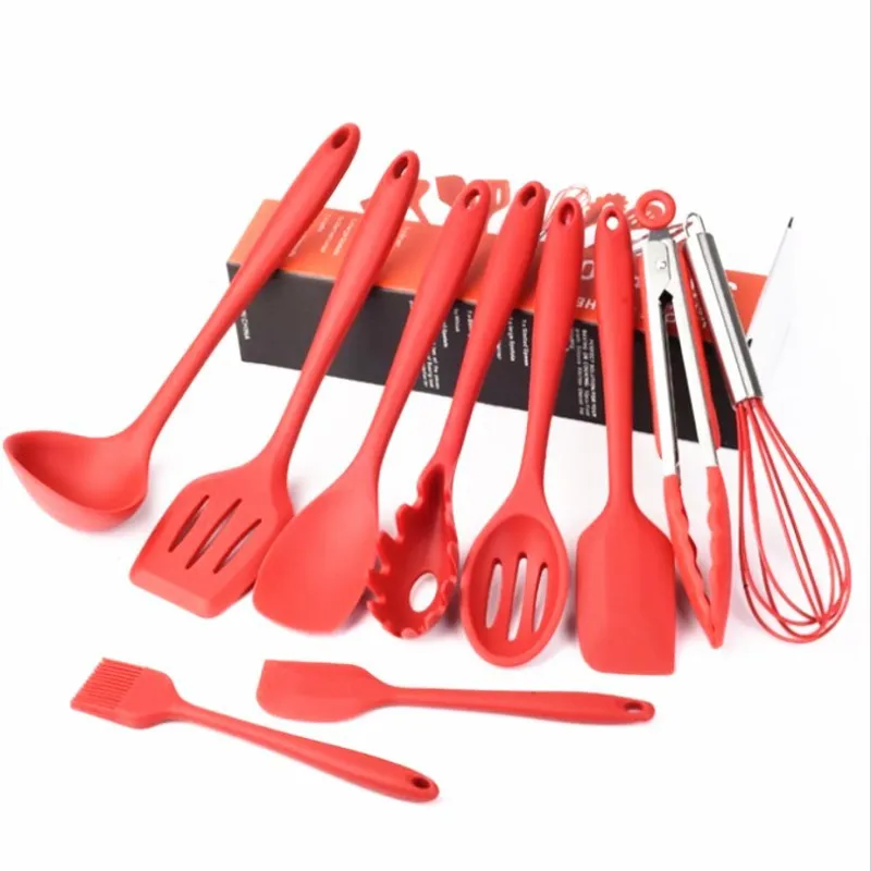 Kitchen Accessories Silicone Kitchenware 10 Piece Set Kitchenware Non Stick Pot Cooking Shovel Spoon All in One Silicone Feature