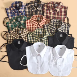 Plaid Child Detachable Collars For Kids Boys Girls Lapel Fake Collar Removable White Children Half Shirt Blouse False Collar