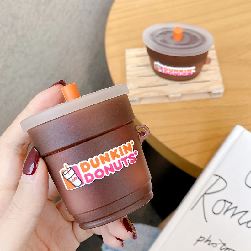 3D Brand Dunkin Donuts coffee Drink Case For AirPods 1 2 3 pro Charge Box Silicone Wireless Bluetooth Earphone Protect cover