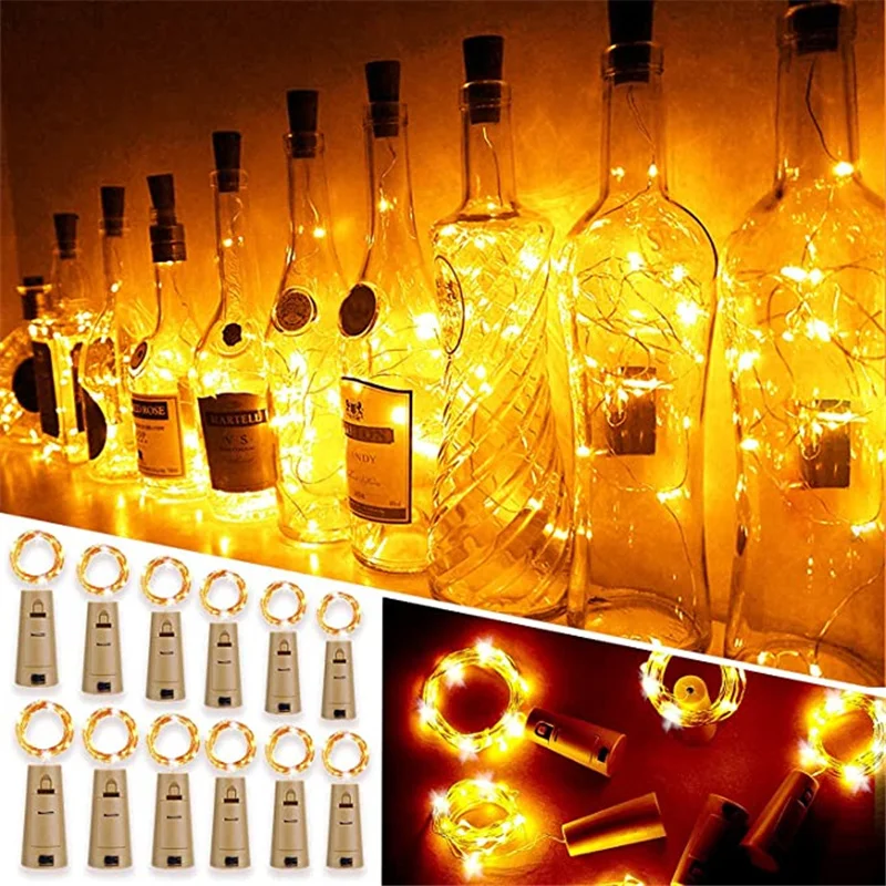 

2M 20 LEDS Bottle Stopper Lamp String Copper Wire Fairy Light String Wedding Holiday Home Garden Decoration