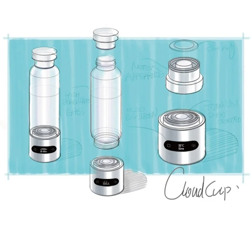 Nuvem-CUP Rastreador Hidratação Inteligente Garrafa 480ml Fabricante De Água De Hidrogênio Bluetooth IOS/Android App Touchscreen Termômetro
