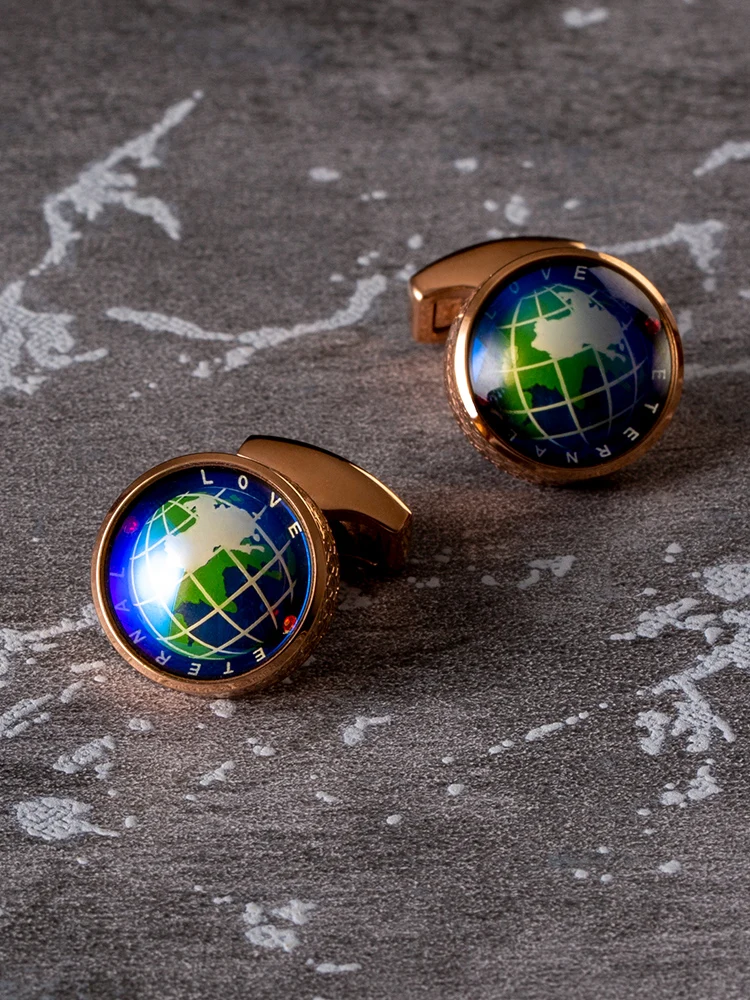 KFLK Luxury Shirt Gift Designer Cufflinks for Mens gift Brand Wedding Cuff links the earth globe Button  male High Quality