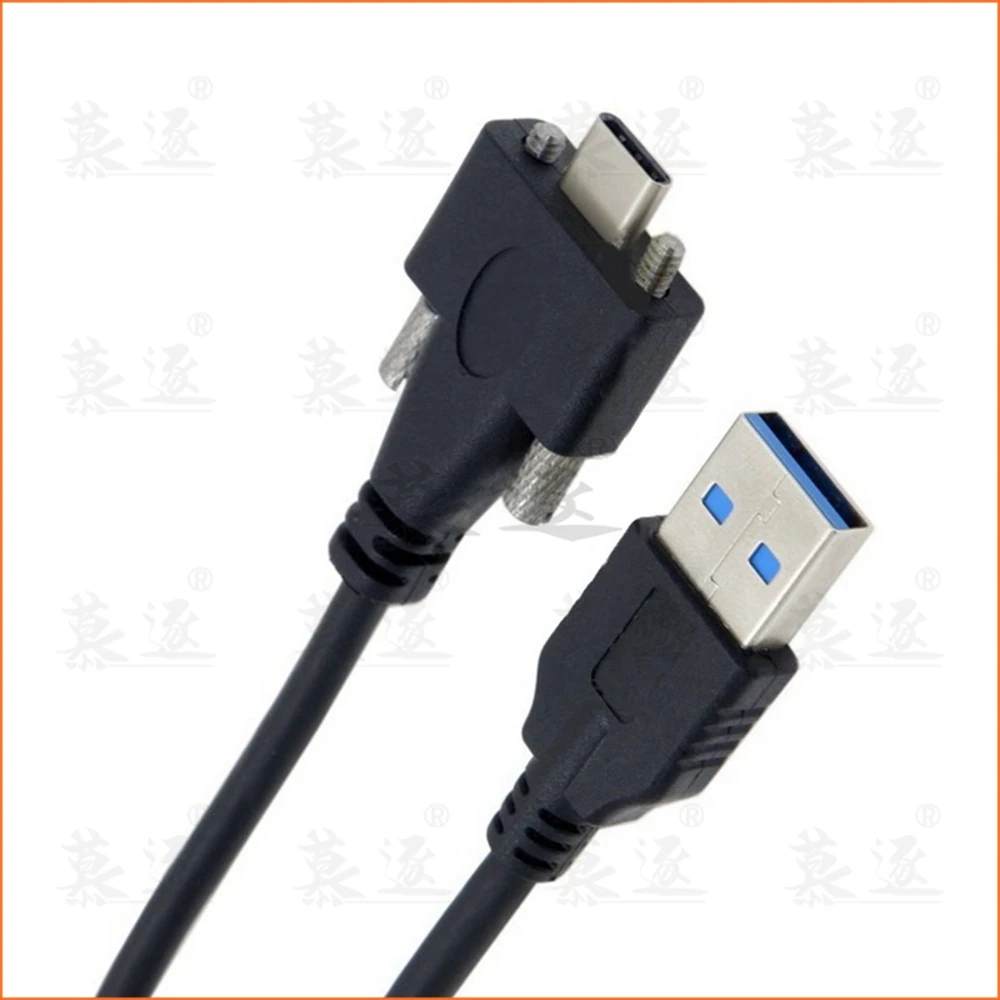 4FT Standard USB3.0 USB 3.0 A male to USB 3.1 type c USB-c Type-C with Dual Screws Locking male Data Cable 1m Panel Mount