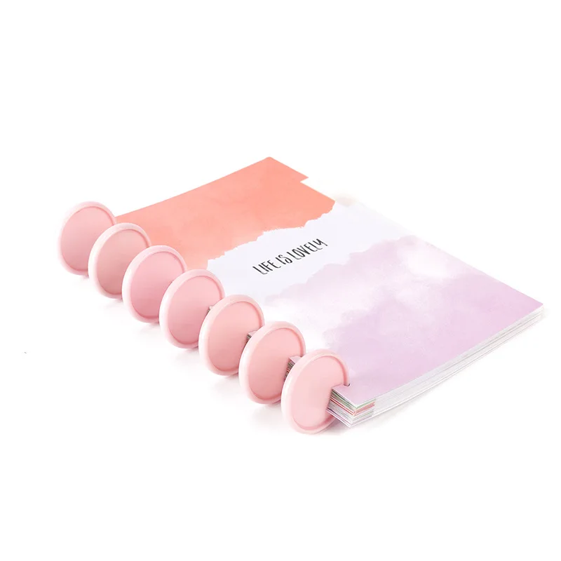 Pink Mushroom Hole Binding Discs Notebook Binder Rings Mushroom Planner Button 360 Degree Foldable DIY Scrapbook Accessories