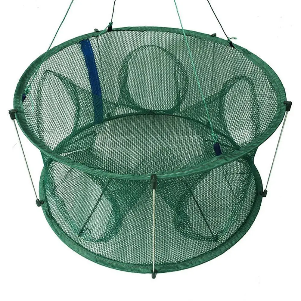 Folding fishing cage Automatic Fishing Net Trap Cage Shape For Crab Lobster Round Open Crayfish