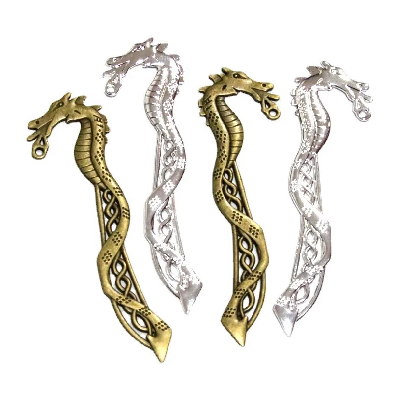 5Pcs 115*32.5MM Antique Bronze Plated Dragon Bookmark Charms DIY Jewelry Accessories