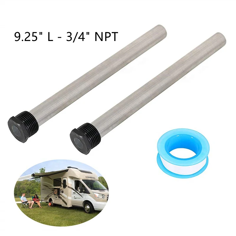 9.25 Inch RV Water Heater Magnesium Anode Rod 2pcs Threads Magnesium Alloy Water Heaters Replacement Parts RV Camping Trailer