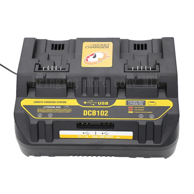 Szybka ładowarka akumulatorów litowo-jonowych DCB102 dla DeWalt 12V 14.4V 18V 20V DCB105 DCB200 podwójne ładowanie postion z portem USB new