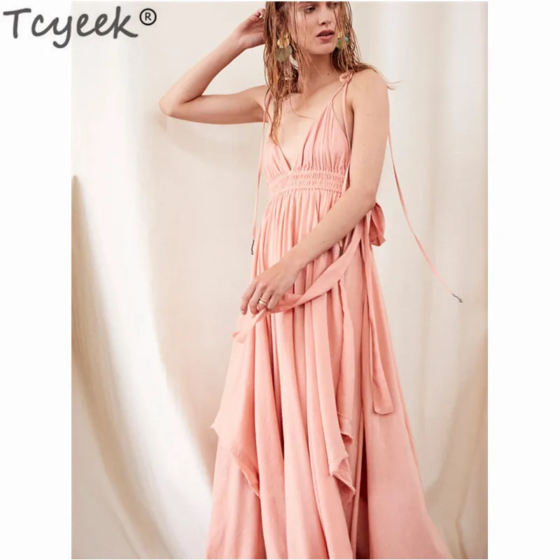 Long Summer Dress Women Sleeveless V Neck Backless Dress Sexy Dresses Party Night Clothes 2020 Vestidos De Fiesta LWL1658