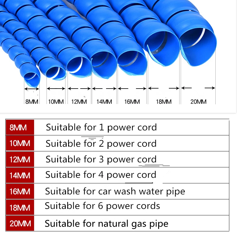 1M Spiral Protective Cover Flame Retardant Casing Decorative Wrap Sleeving for Car Washer High Pressure Hose Hydraulic Tubing