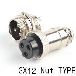 1Set GX12 2/3/4/5/6/7 Pin Nut typeMale & Female Electric Wire Panel Connector Circular Aviation Socket Plug Wire Panel Connector