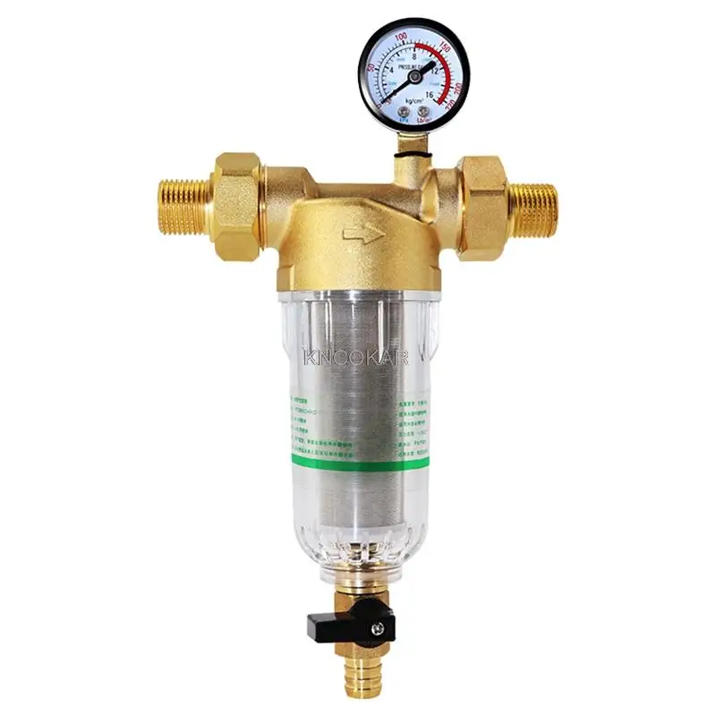 Water Pre Filter System 1/4 Inch&1 Inch Brass Mesh Prefilter Purifier W/ Reducer Adapter&Gauge