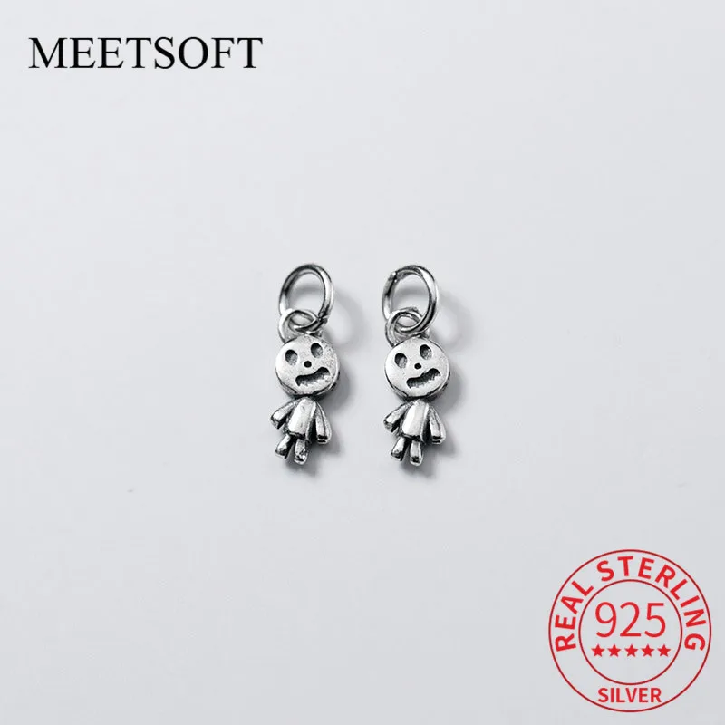 MEETSOFT Hyperbole 925 Sterling Silver Matte Zombie Dangle Charms Special of DIY Handmade Jewelry Necklace Accessory Decoration