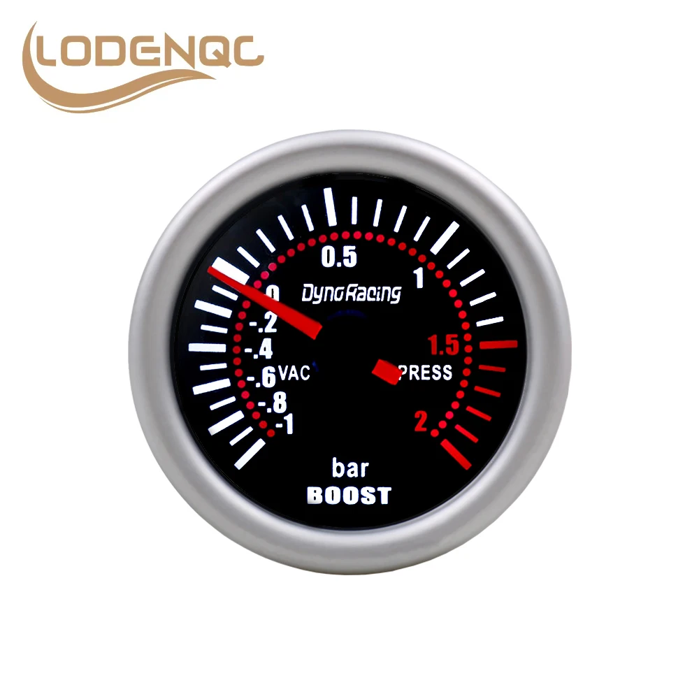 Lodenqc Car Gauge 2'' 52mm Universal 12V Gauge Mete Smoke Len Turbo Boost Gauge Bar LED Digital Pointer Boost Gauge