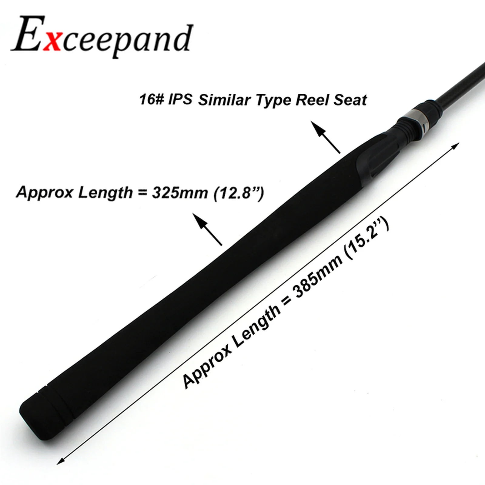 Exceepand Lengthened Black EVA Spinning Fishing Rod Handle Grip With IPS Similar Reel Seat for DIY Fish Rod Building and Repair