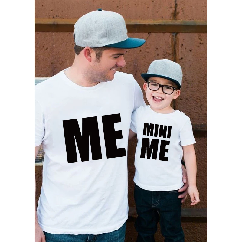 ME and MINI me Little print t-shirt Family Matching Clothes Father and Son Kids Clothes daddy Baby boy Family Look t shirts