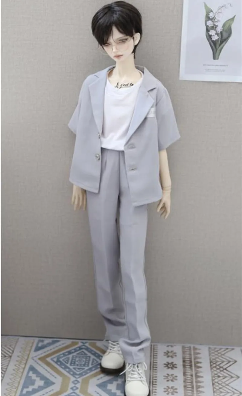 BJD Doll Clothing suitable for 1/3 1/4 POPO68 Uncle Size Short Sleeve Lounge Suit 2 in 3 Color Doll Accessories (jacket + pants)