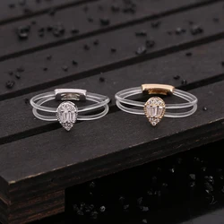 Sweet Trendy Women's Ring Fashion Invisible Transparent line Brass Ring Waterdrop Zircon Jewelry Accessory For Daily life