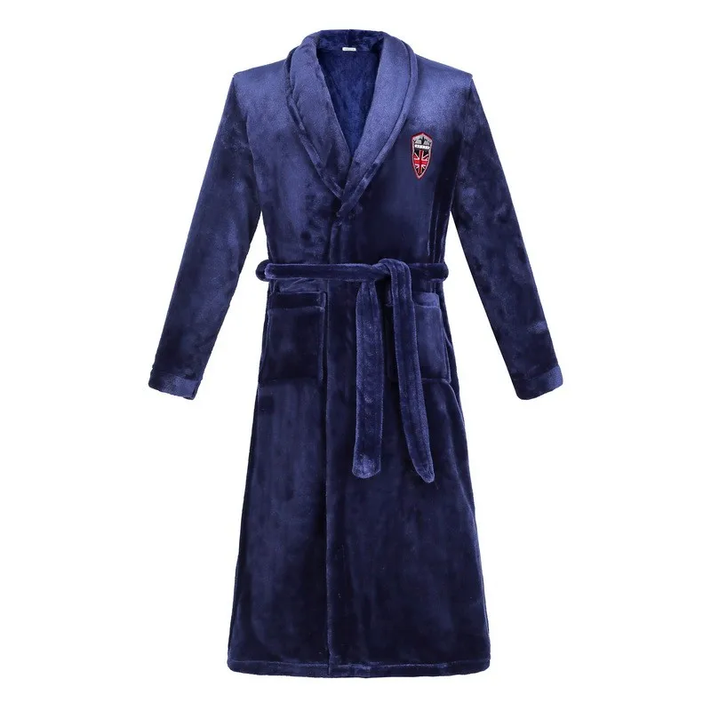 3XL Coral Fleece Nightgown Men/Women Winter Thicken Robe Flannel Kimono Bath Gown Loose Nightwear Casual Home Clothes Warm