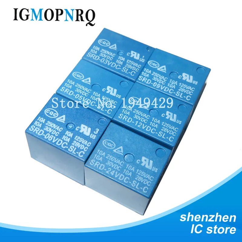 5PCS Relays SRD-03VDC-SL-C SRD-05VDC-SL-C SRD-06VDC-SL-C SRD-09VDC-SL-C SRD-12VDC-SL-C 3V 5V 6V 9V 12V 24V 10A 250VAC 5PIN T73