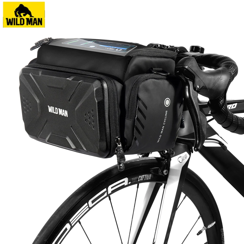 

WILD MAN Bicycle Bag Big Capacity Waterproof Front Tube Cycling Bag MTB Handlebar Bag Front Trunk Pannier Pack Bike Accessories