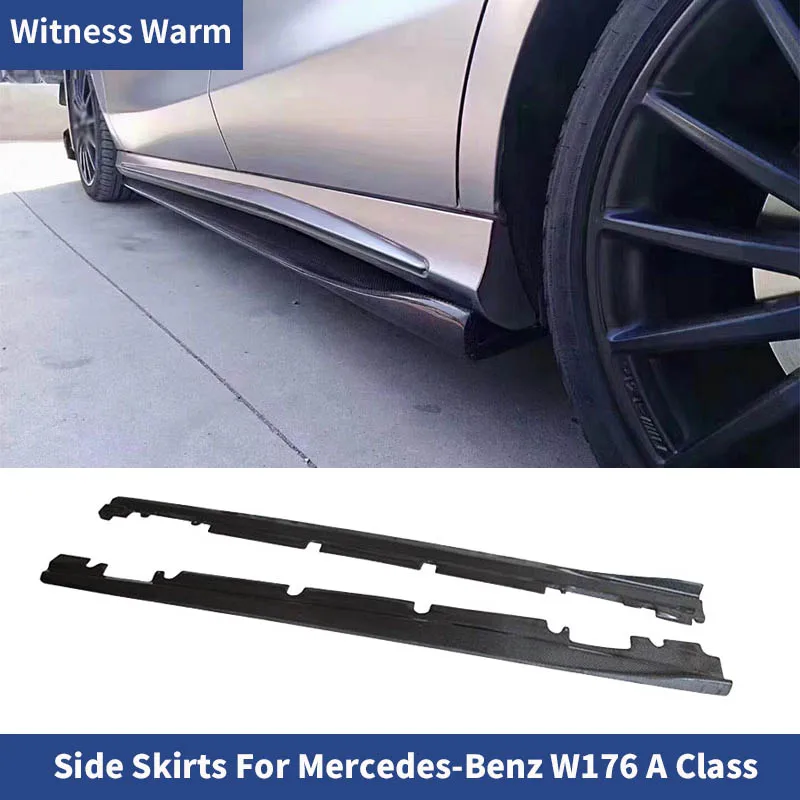 W176 Carbon Fiber Auto Side Skirts Apron Lip Splitters Modification For Benz A Class A180 A200 A250 A260 A45 AMG Sport 2014-2018