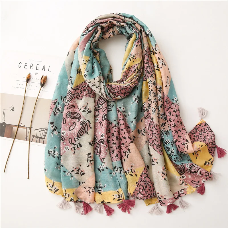 Luxury Brand 2021 Cotton Scarf Women Large Shawls Pashmina Hijab Foulard Echarpe Design Print Female Beach Stole Head Scarves