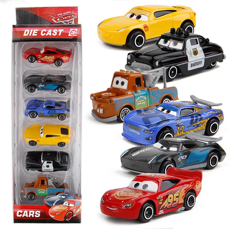 6/7pcs/Set Disney Pixar Car 3 Lightning Mcqueen Uncle Truck Jackson Storm 1:55 Diecast Metal Car Model Toys Boys Birthday Gifts