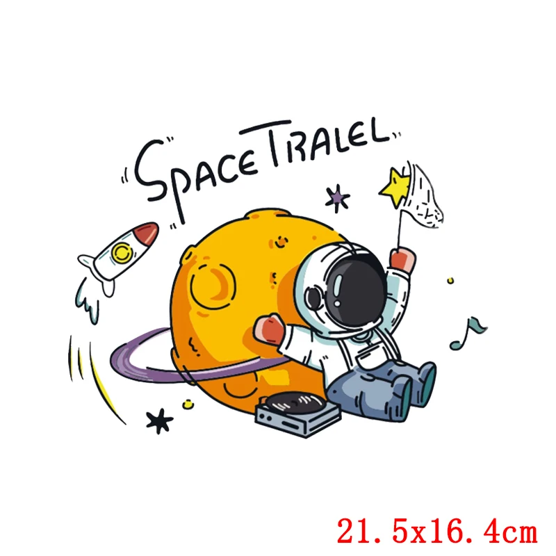 Prajna Cute Space Astronaut Patches Thermal Sticker On Clothes Heat Transfer Vinyl Patches For Clothes Kid T Shirt Moon Applique