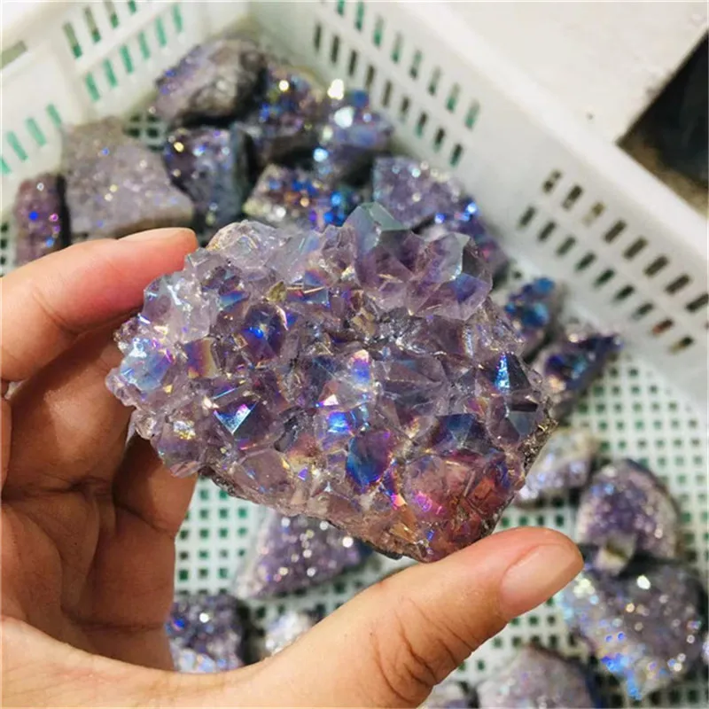 Natural Healing Crystals Stone Carving Crafts Aura Amethyst Cluster For Home Decor