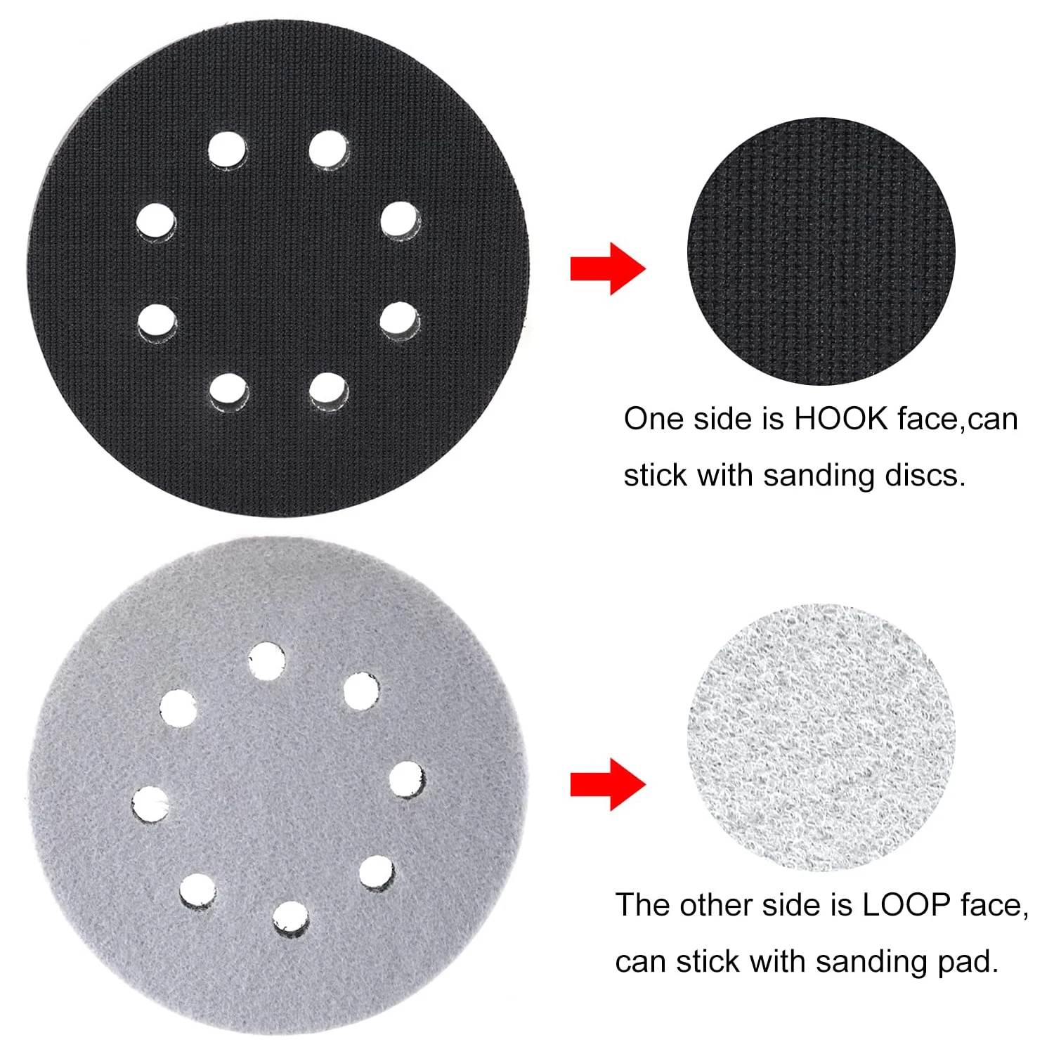 5PCS 5 pollici 125mm 8 fori interfaccia Pad gancio e anello spugna a densità morbida cuscino tampone tampone di supporto per levigatrice levigatura