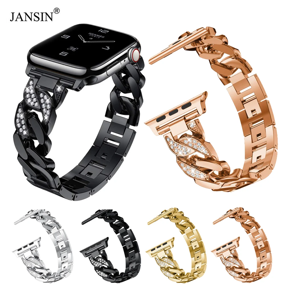 

Женский браслет для Apple Watch Band 38 мм 42 мм 40 мм 44 мм, ковбойский бриллиантовый ремешок для iWatch Series 9 7 45 мм 41 мм
