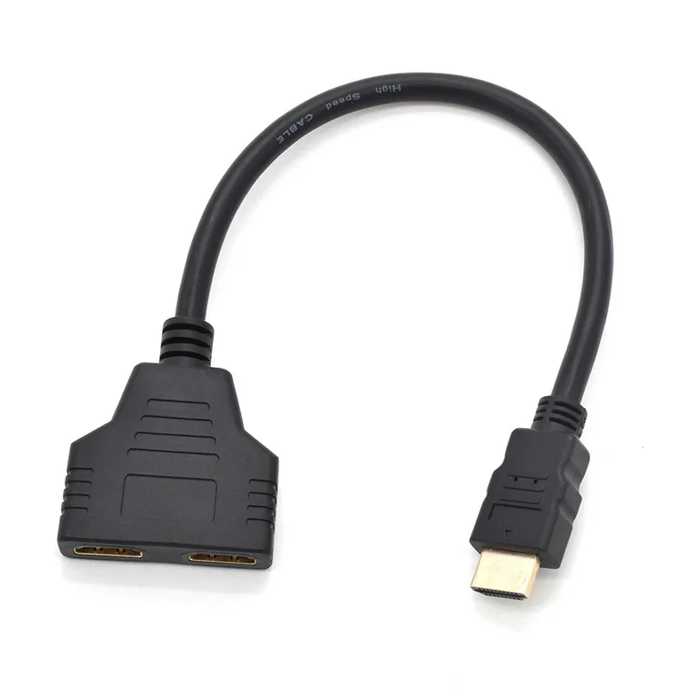 واحد المدخلات اثنين من الإخراج HDMI متوافق الخائن 1X2 التوأم كابل محول HDMI متوافق الخائن