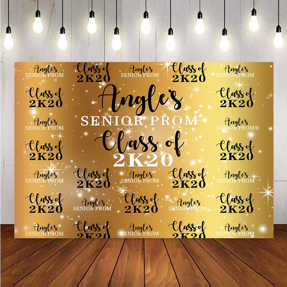 

Class of 2K20 gold glitter backdrop for photography senior prom happy birthday graduation party decoration supplies custom prop