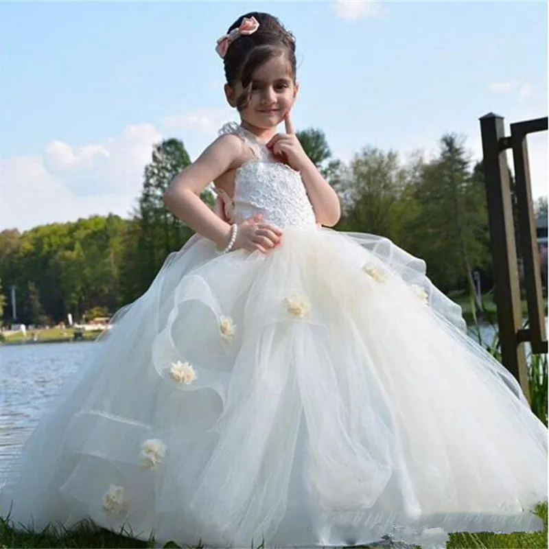 Kids Flower Girls Dresses for Weddings Lace Girls Wedding Dress Tulle Puffy Party Prom Gown Vestidos De Primera Comunion 2020