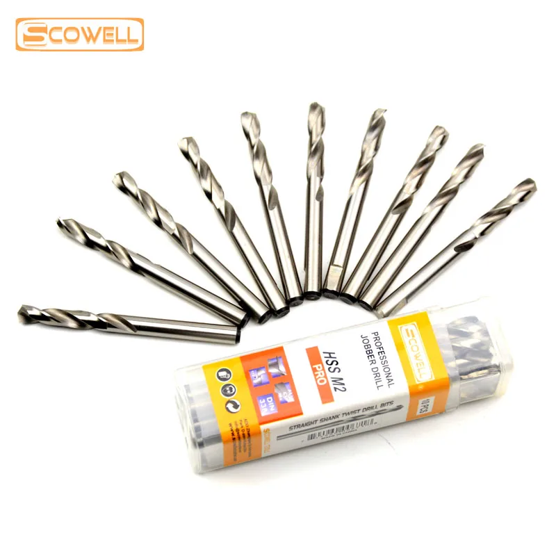 10PCS High Speed Steel 4341 Jobber Drill Bit 6.35*72mm Milled Shank Center Drilling Bits Arbor Pilot Drill Bits for Hole Saw