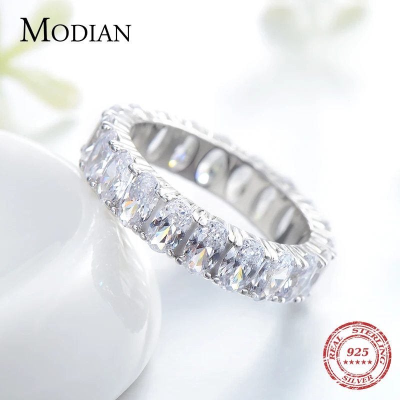 Modian New 100% 925 Sterling Silver Classic Oval Sparkling Finger Ring For Women Luxury AAAAA CZ Wedding Engagement Fine Jewelry