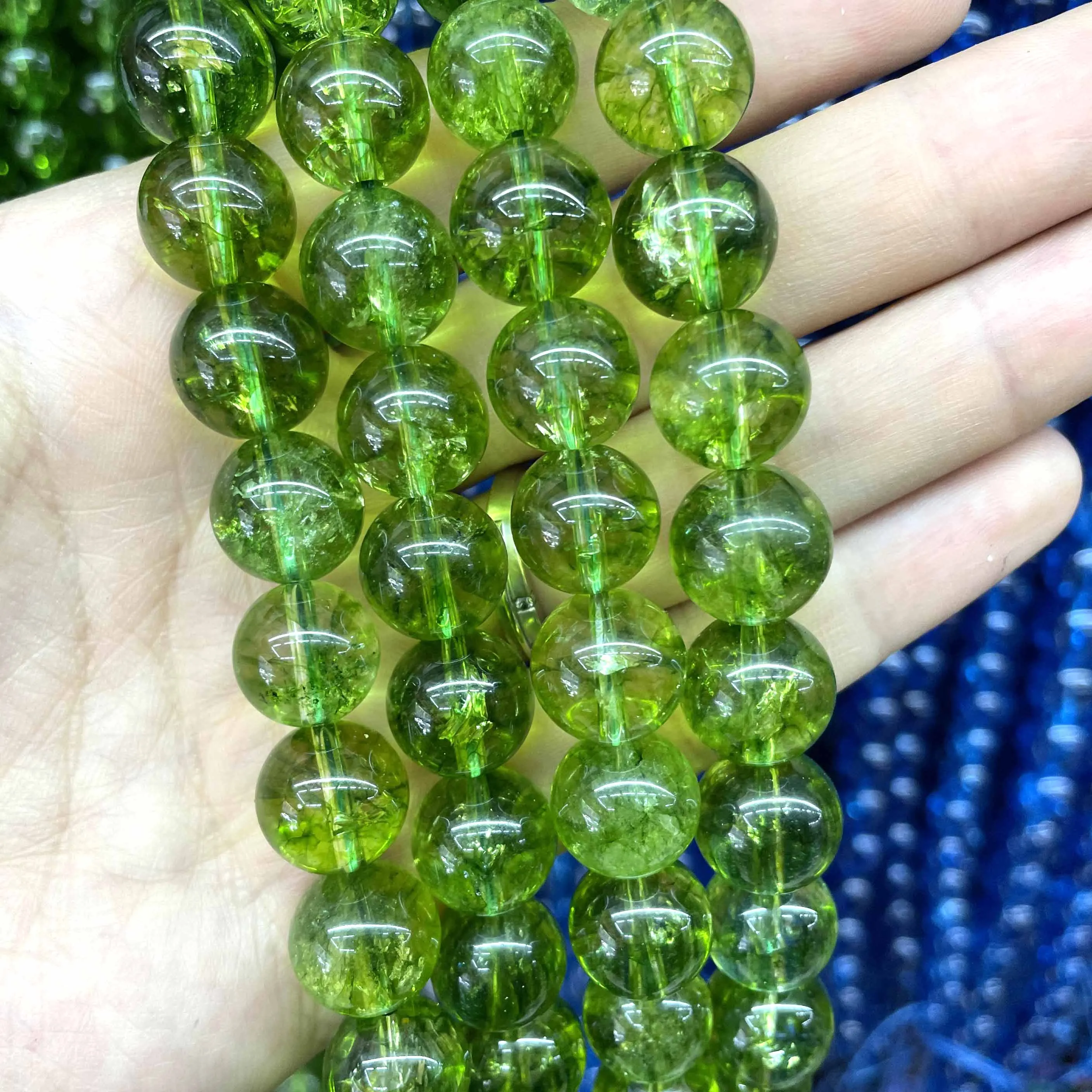 Wholesale Natural Green Peridot Crystal Quartz Stone Round Loose Beads 4 6 8 10 MM Pick Size Diy Bracelet For Jewelry Making