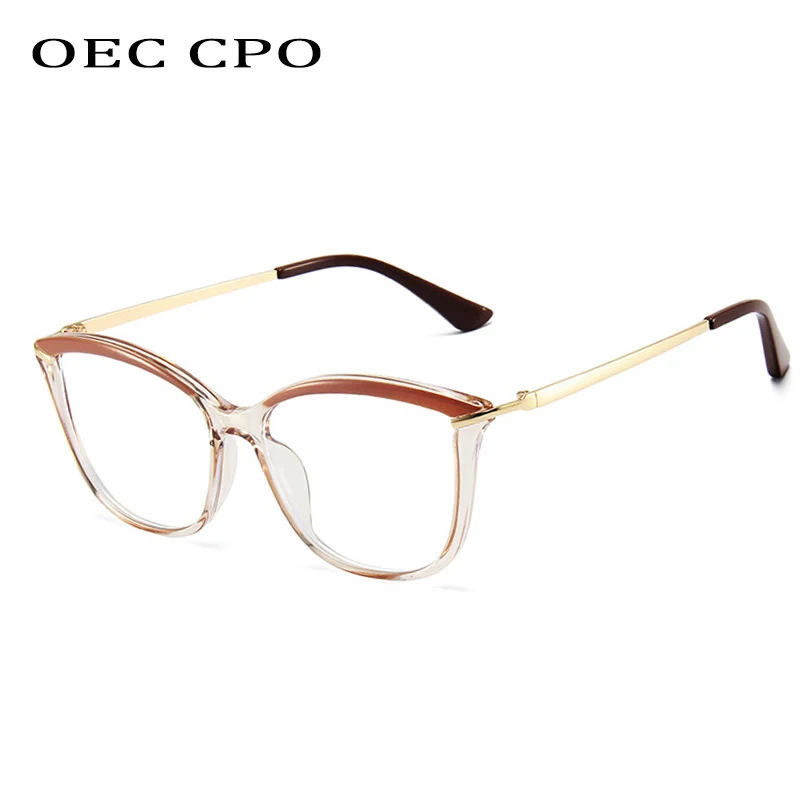 OEC CPO Ladies Cat Eye Optical Glasses Women Transparent Glasses Female Eyeglasses Frame Prescription Clear Spectacle Frame