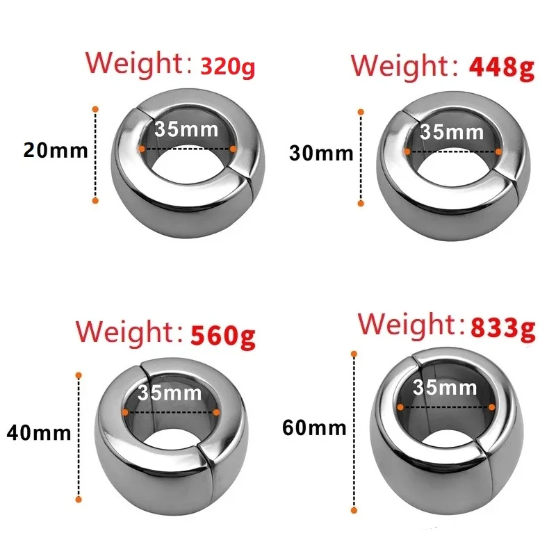 Height 30/40/60mm stainless steel testicle Ball Stretcher Scrotum cock ring metal locking pendant Weight for CBT male sex toy