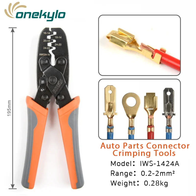 IWS-1424A Wire Clamp Open Barrel Terminal Crimper Plier Tool for Molex Style DELPHI AMP TYCO Terminals 24-14 AWG IWISS pliers