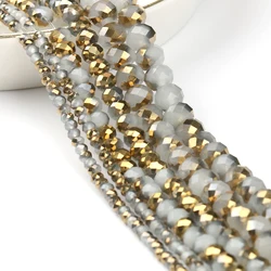 Gold Plated Crystal Glass Beads Loose Rondelle Spacer Beads for Jewelry Making Necklace DIY Bracelet Charms 15