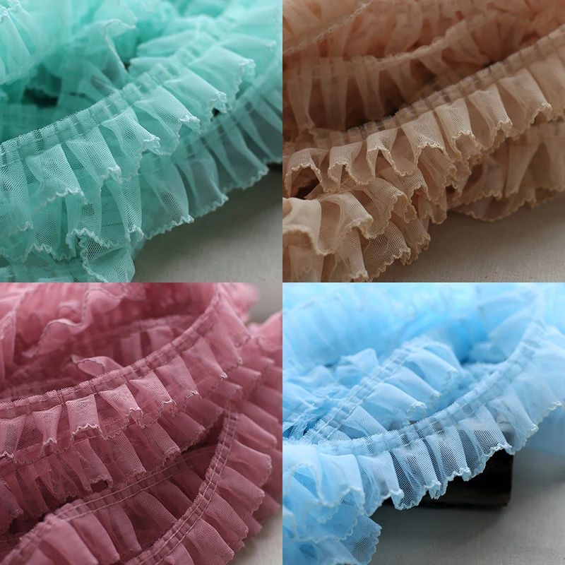 

30 метров сетчатой тюлевой ткани шириной 5 см: сине-зеленая, абрикосовая, с декоративной лентой, оборками, плиссированным кружевом, сетчатой отделкой, шириной 5 см