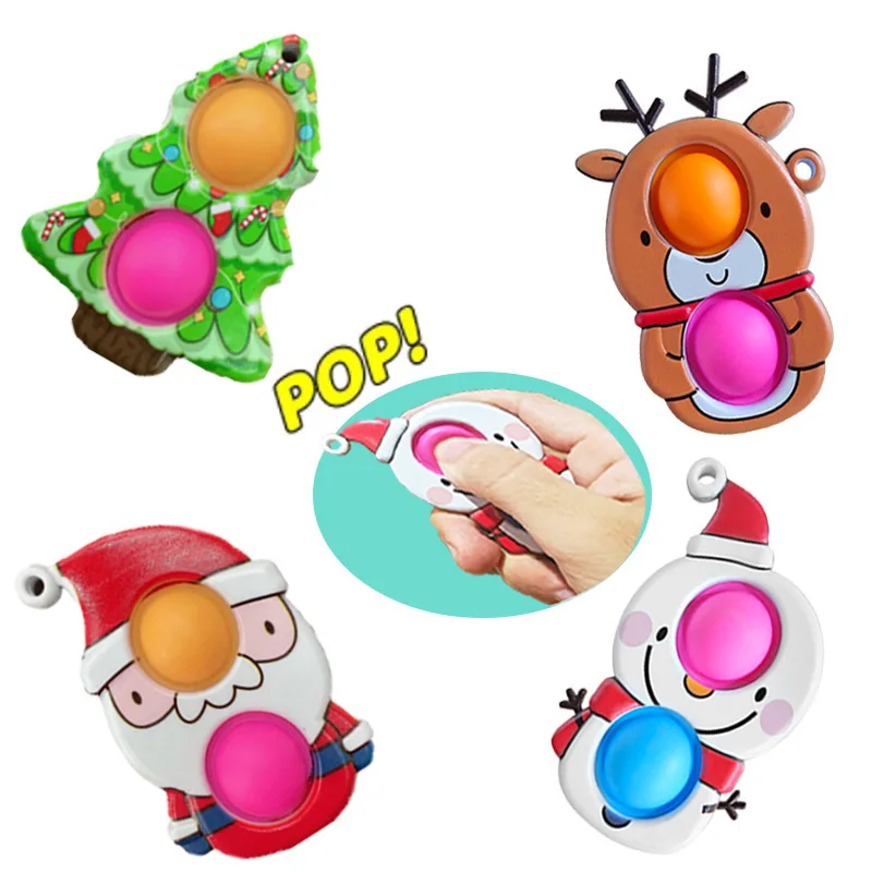 New Popits Fidget Toy Anti-stress Pop Its Simple Dimple Squeeze Christmas Gift Keychain Push Bubble Toys For Children Restless