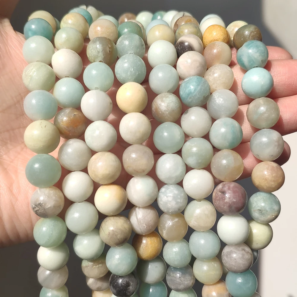 Wholesale Natural Stone Beads Colorful Amazonite Round Loose Beads For Jewelry Making DIY Bracelet 15\'\' Pick Size  4 6 8 10 12mm