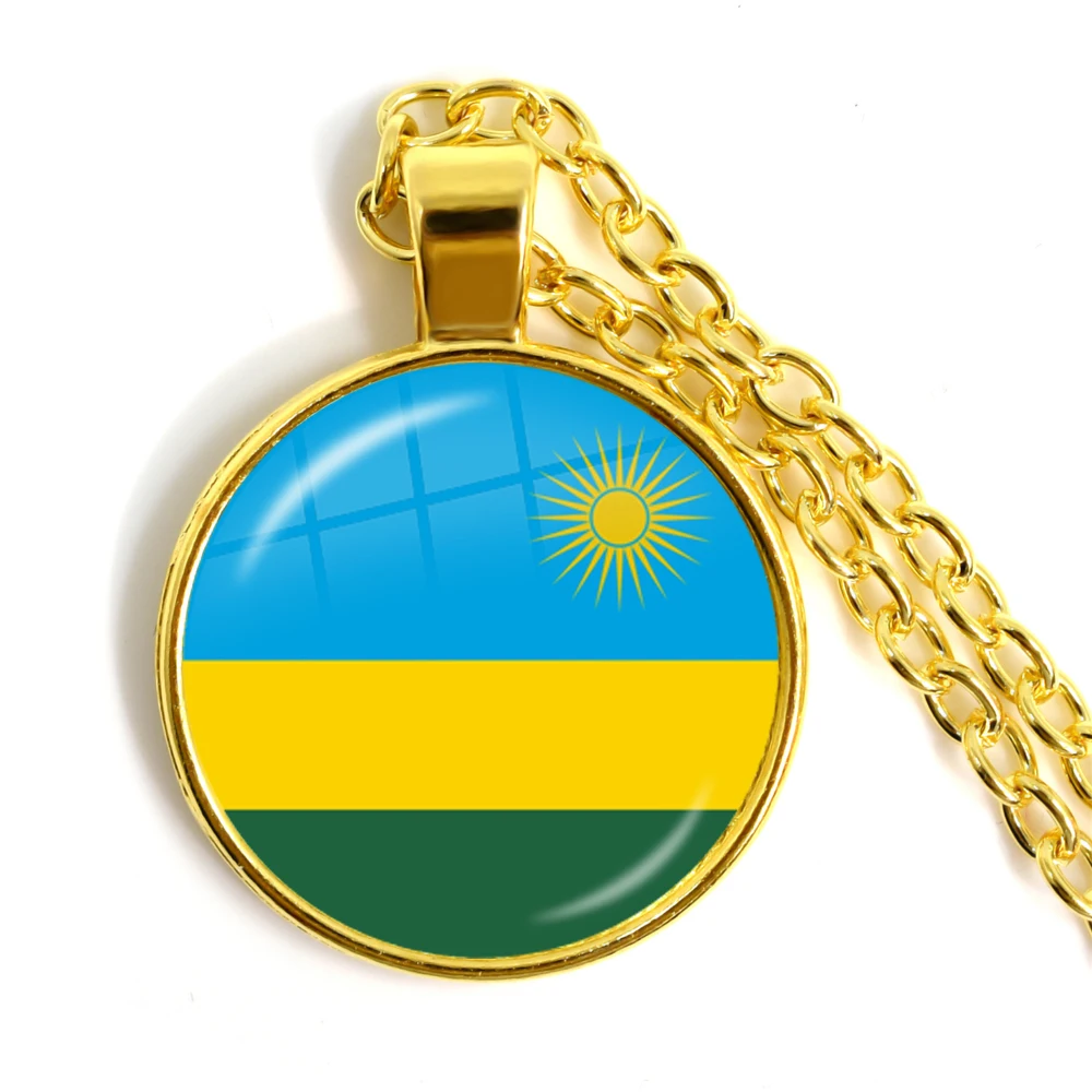 Mauritania,Mali,Rwanda,Coate d\'Ivoire,Burundi,Burkina Faso National Flag Necklace 25mm Glass Cabochon Pendant Necklace For Women