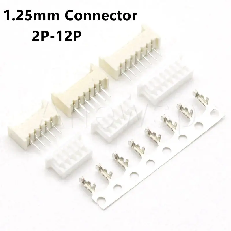 10 Set MICRO JST 1.25 Connector 1.25mm Pitch Horizontal Straight Pin Header + Housing + Terminal 2/3/4/5/6/7/8/9/10/11/12P