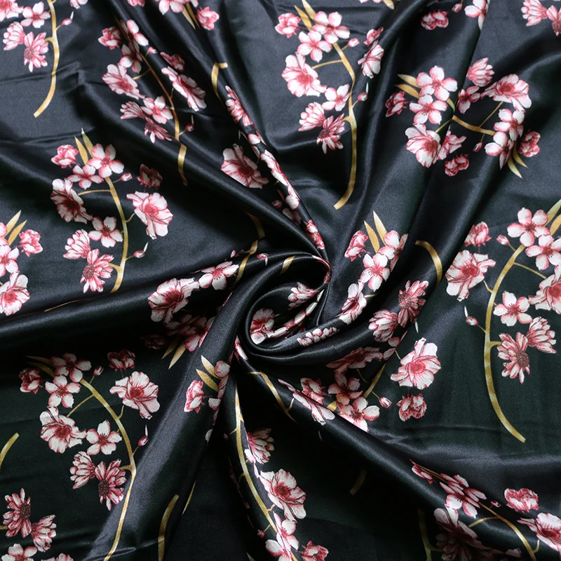 By Meter Blumen-Satin-Stoff, glänzend, weich, Schal, Hemd, Nachtwäsche, Material Charmeuse – Detail 36