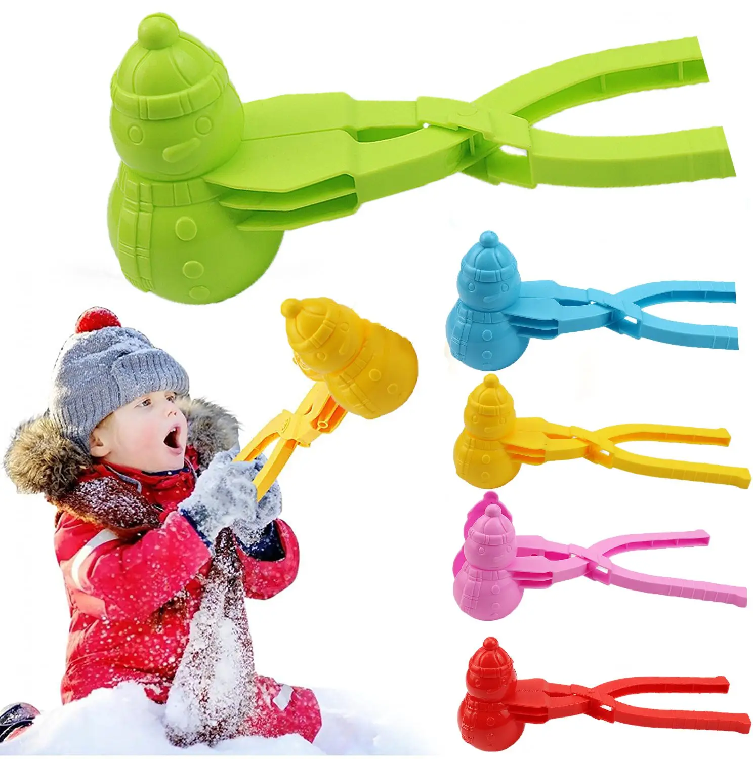 

Multicolor Christmas Snowman Shaped Snowball Maker Toys Fun Winter Clip Snow Toy Beach Sand Mold Tool Indoor Outdoor