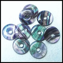 1PC Natural Fluorite Pendant Donut Shape Size 30MM 35MM Purple Stone Good Selling  Jewelry Making With Best Wholesale